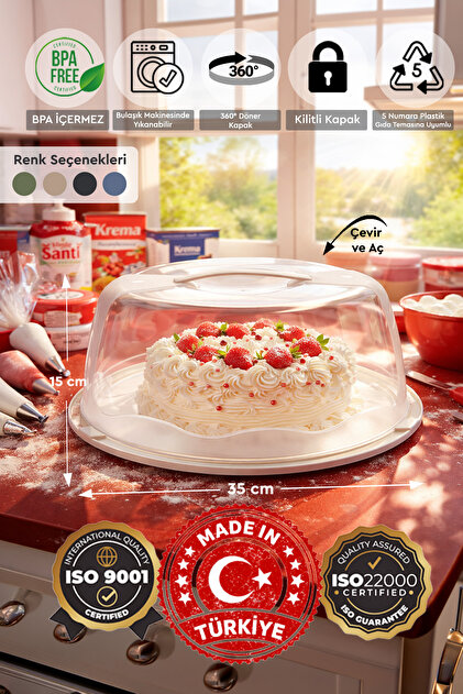 Sunplast 35 cm Yuvarlak Kek, Pasta, Börek Taşıma Piknik Gezi İçin