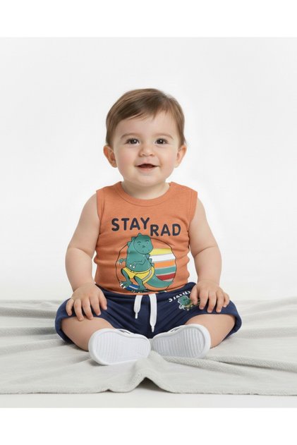 Baby Boy 6-9-12-18-24 Months Summer Suit with Zero Sleeve Straps
