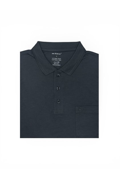 Erkek Büyük Beden Polo Yaka Cepli Füme Renk T-shirt