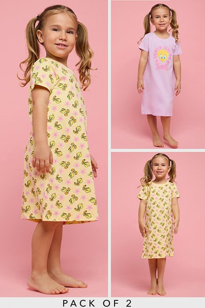 Girl's Multicolor 2 Pack Tweety Print Nightdresses