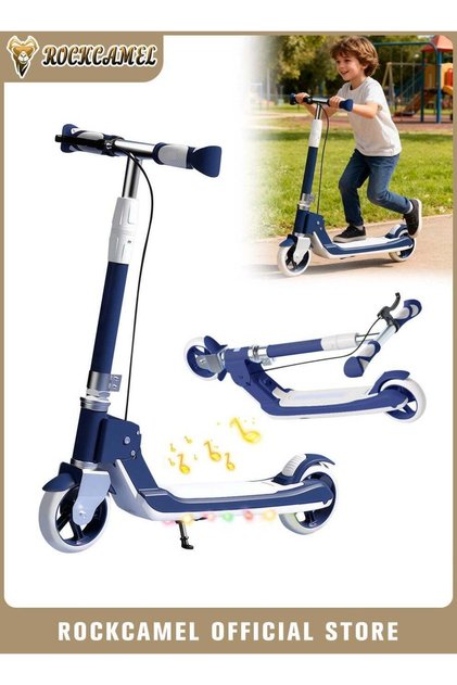 2-Wheel Kick Scooter with Dual Braking System, Foldable Lightweight Scooter with Music,
