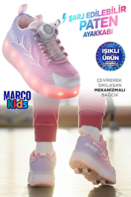 Marco Kids 18-26Y1801 Usb Şarjlı Işıklı Patenli Spor Ayakkabı