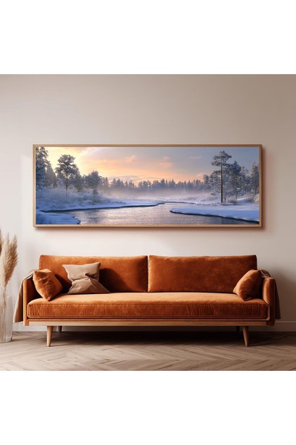 Ahşap Çerçeveli Panoramik Oturma Odası Salon Tablosu UZ0140