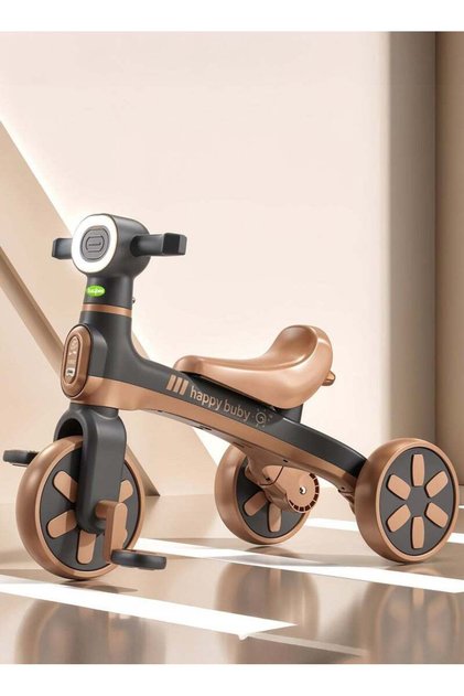 Baby Tricycle for Kids Balance bike with Dual mode trikes with music 3- Eva wheel (Brown)