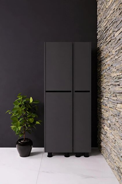 dobbit Neef Living KOMBİ ERZAK DOLABI İKİLİ ANTRASİT (80 CM GENİŞLİK