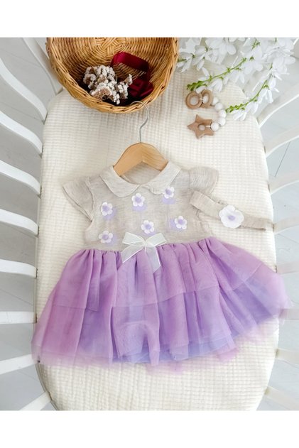 Daisy Embroidered Tutu Detailed Summer Baby Girl Dress