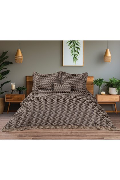 Lukes Geometrik 4 Parça Bej Pike Takımı 240 X 260 cm 240 x 260 cm Bej