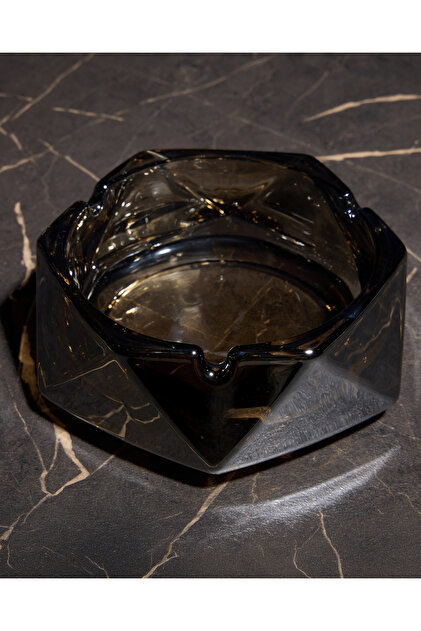 Mono Prime Crystal Ashtray | Smoked Glass | Geometric Modern Desktop Decor
