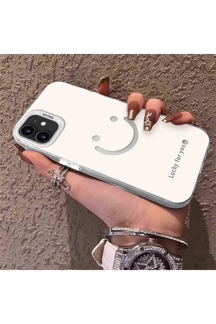 iPhone 11 Compatible Simple Written Smiley Face Case, Ins Style Relaxing Stylish Finish
