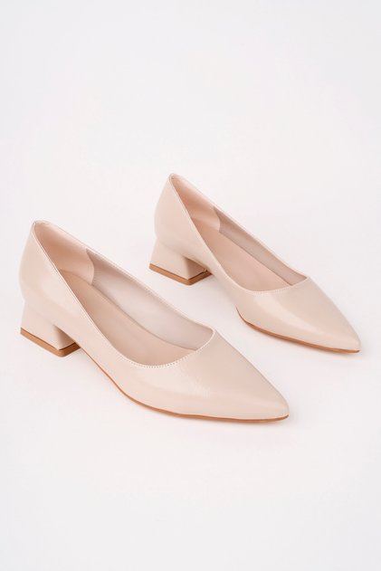 Vera Soft Beige Pointed Toe Women's Ballerina Casual Shoes, 3 cm Heel, Casual, Full Fit