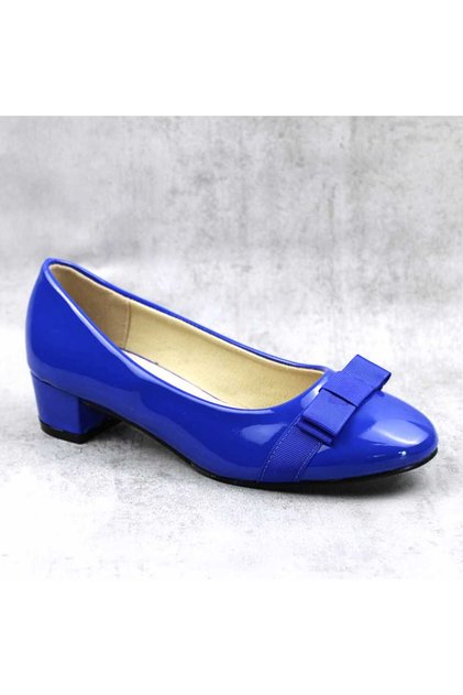 Pantofi eleganti de dama , lacuiti , accesorizati cu fundita LBS-LF629-ROYAL/BLUE
