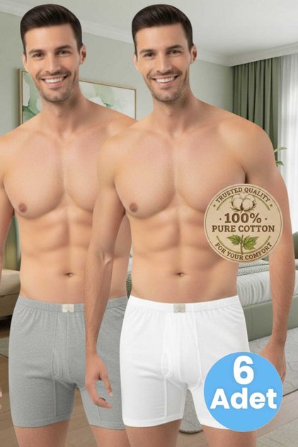 Men's 100% Cotton 6-Piece Single Jersey Fabric Combed Cotton Boxer Shorts