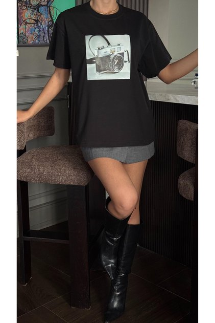 Women's Photo Printed Oversize Organic Cotton T-Shirt