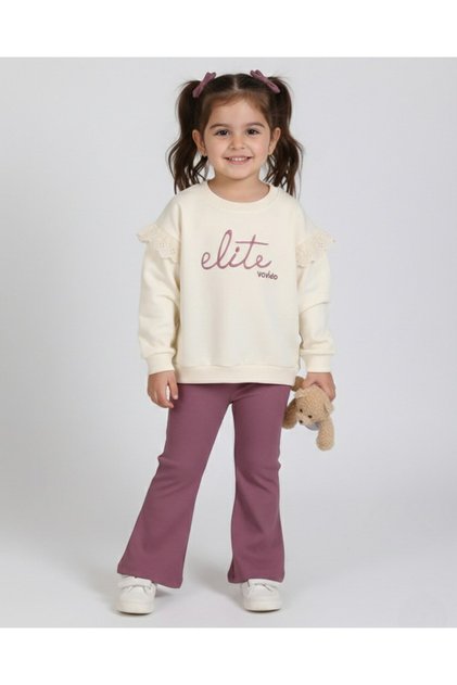 Girl's Seasonal Suit Elite Embroidered A-Line Cut Oversize Ribbed Tights 100% Cotton