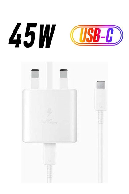 Samsung Original 45W USB-C Tablet and Mobile Phone Wall/Mains Plug Charger – Genuine Super Fast Cha