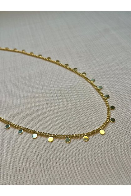 Women's Gold Color Sequin Chain Necklace | Shaker Model Steel Chain | Pul Necklace