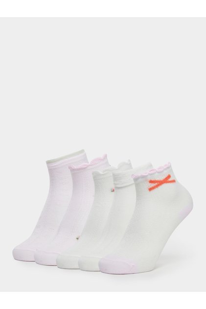 Pack of 5 - Girls White Cotton Ankle Socks