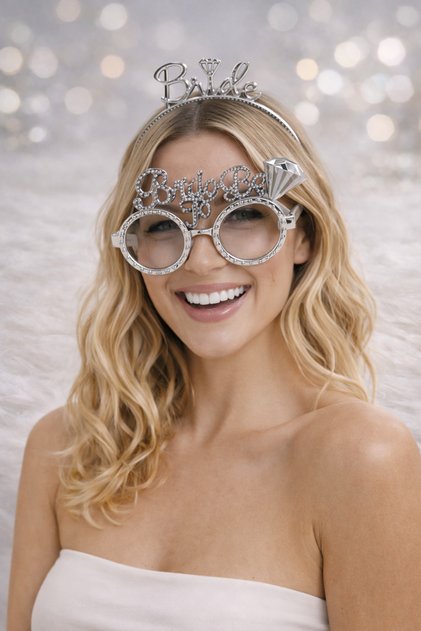 Bride to Be Glasses with Stones and Crown Set with Bride Lettering – Bachelorette & Bride to Be Party Accessory