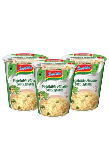 Vegetable Flavor Instant Cup Noodles Quick Snack Multi-Pack (3 x 60g)