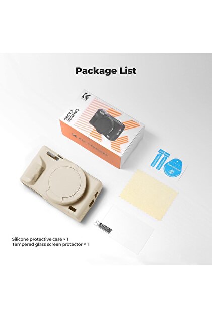 K&F CONCEPT Beige siliconen beschermhoes voor Canon G7X III camera, met