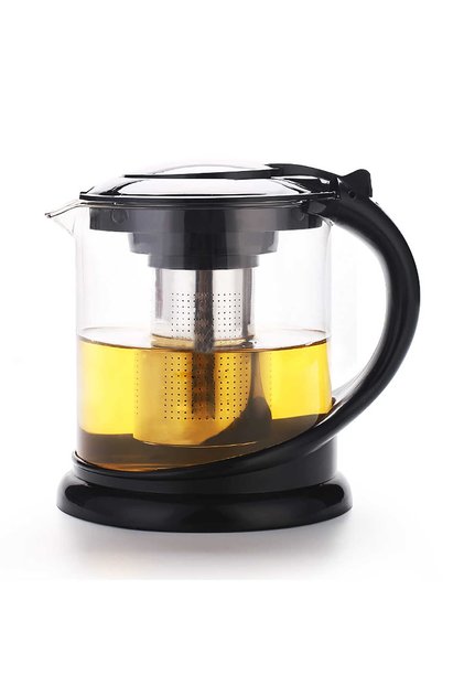 Τσαγιέρα 1500 ml, ανθεκτικό στη θερμότητα γυαλί, δοχείο έγχυσης από ανοξείδωτο ατσάλι, 16,5x15 cm