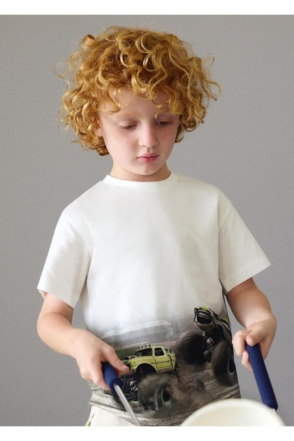 Boy's Printed Tshirt Cream