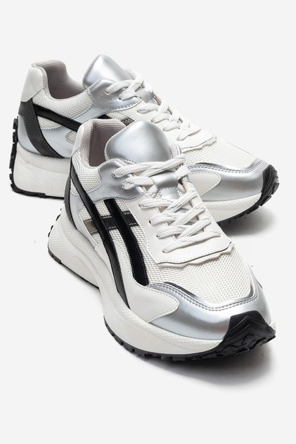 Calina Silver Black White Women's Sneakers