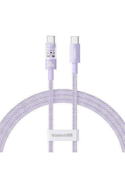 Cablu de date Gem, încărcare rapidă, USB Type-C la USB Type-C 100W, 1m, violet