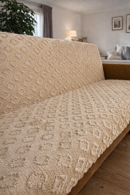 100% Cotton Sofa Cover Sand Beige – Protective Cover That Covers the Sitting and Back Sections 175 X 215