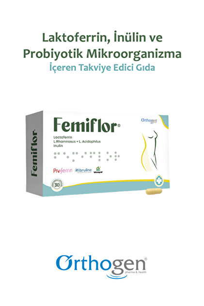 Orthogen Femiflor 30 Kapsül | Laktoferrin, İnülin ve Probiyotik