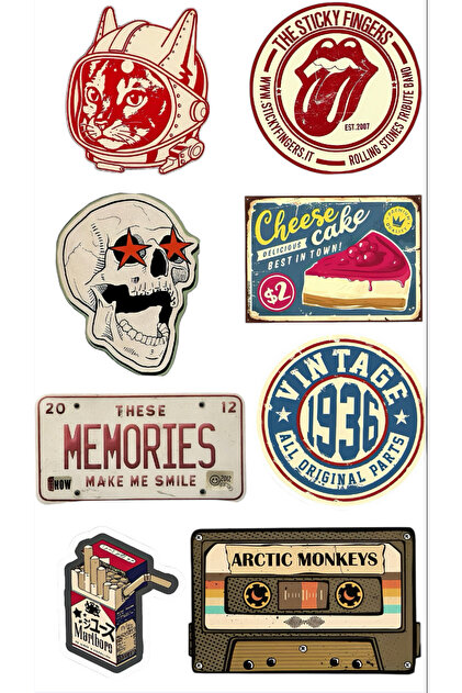Limitless Design Vintage Retro Sticker Seti 22x30 cm – Rock, Kaset