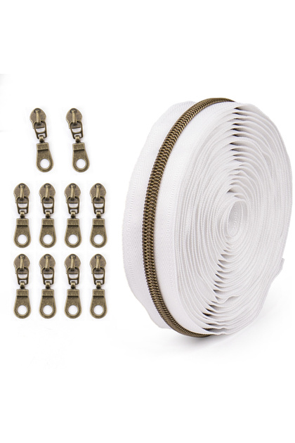 White and bronze 5 #contrasting nylon zipper, suitable for home sewing DIY replacement zipper