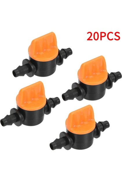 20Pcs Hose Valve Garden Tap Connectors for Drip Irrigation System, 4/7mm Water Flow Control Fittings