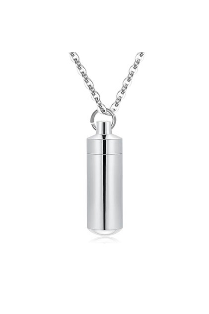 Silver Polychrome Cylinder Cremation Jewelry Ash Necklace Pendant Keepsake Ashes Memorial JewelryUrn