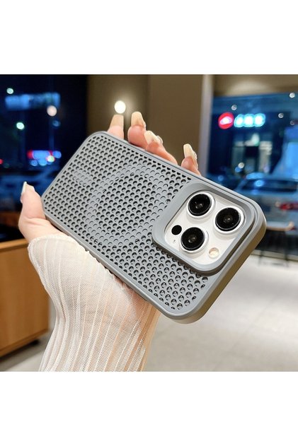 For iPhone 15Pro Max Grey Magnetic For Magsafe Cooling Breathable Shell Case For iPhone 16 15 14 13