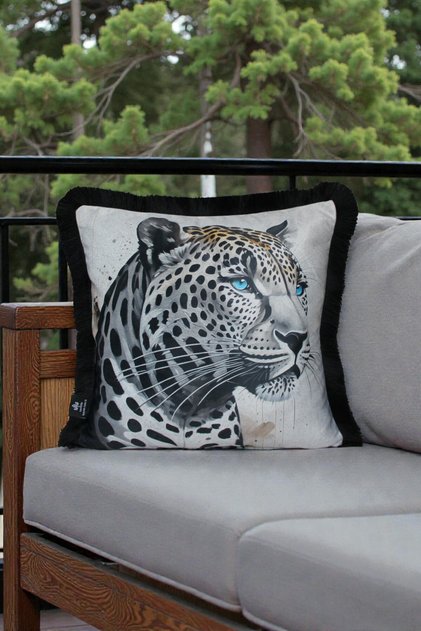 Cushion Cover 45X45 cm Babyface Fabric Double Sided Black Tassel Digital Printing