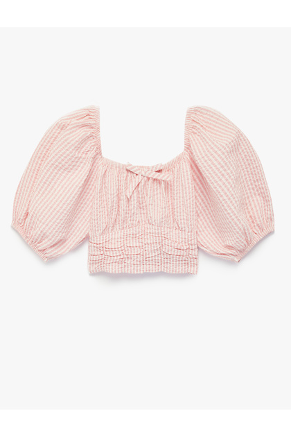 Girl'S Pink Stripe Striped Crop Blouse
