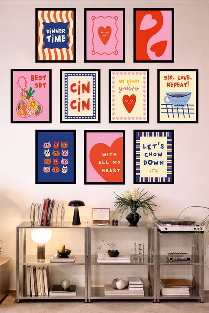 10-Frame Look Kitchen | Modern | Retro Wall Poster Painting Set – 15X20 cm Mdf Uv Printing