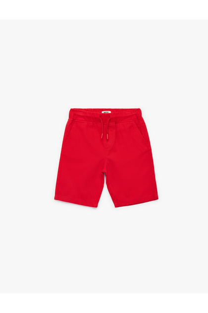 Boy'S Red Cotton Basic Shorts