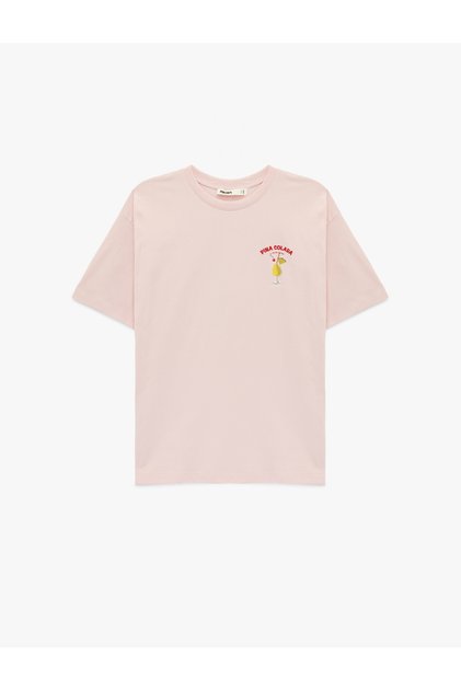 Women'S Pink Back Printed T-Shirt