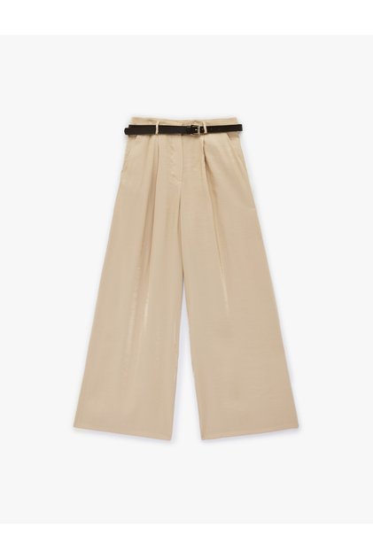 Women'S Light Gold Wide Leg Satin Pants