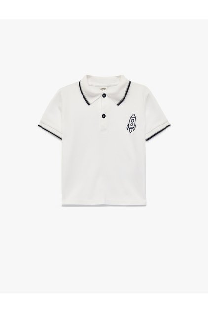 Baby Boy White Polo Neck T-Shirt
