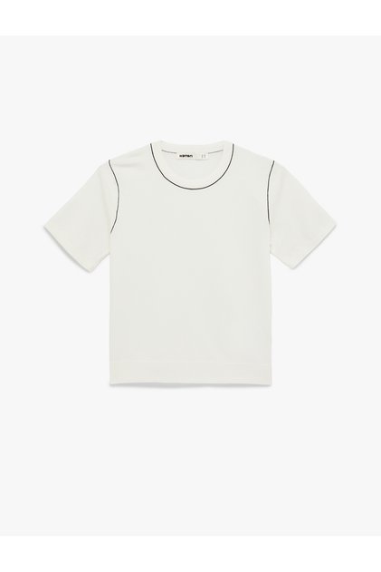 Women'S Cream Short Sleeve Knit Sweater