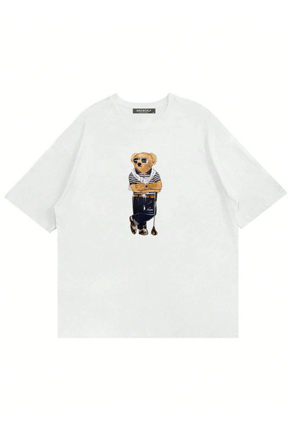 Unisex Teddy Golfer Printed Crew Neck Oversize Tshirt