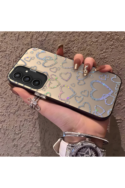 Samsung Galaxy S23 Fe Compatible Heart Patterned Silicone Edge Hard Back Anti-Fall Phone Case