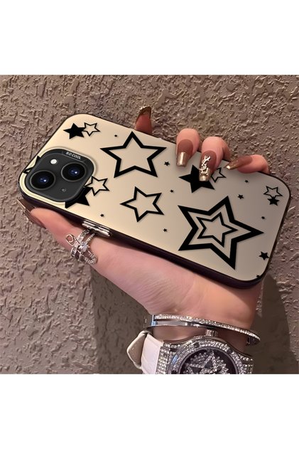 iPhone 13 Compatible Silicone Edge Hard Back Anti-Fall Phone Case with Stars Pattern