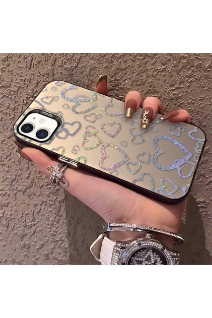 iPhone 11 Compatible Heart Patterned Silicone Edge Hard Back Anti-Fall Phone Case