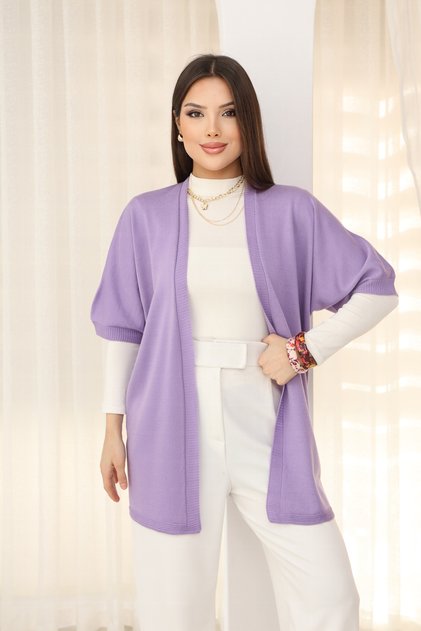U Shawl Collar Short Sleeve Simple Basic Midi Length Seasonal Knitwear Cardigan