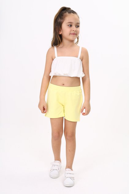 Girl's Basic Shorts with Elastic Waist and Slits
