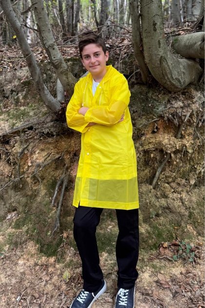 Children's Raincoat – Hooded Unisex Waterproof Lightweight Long Model